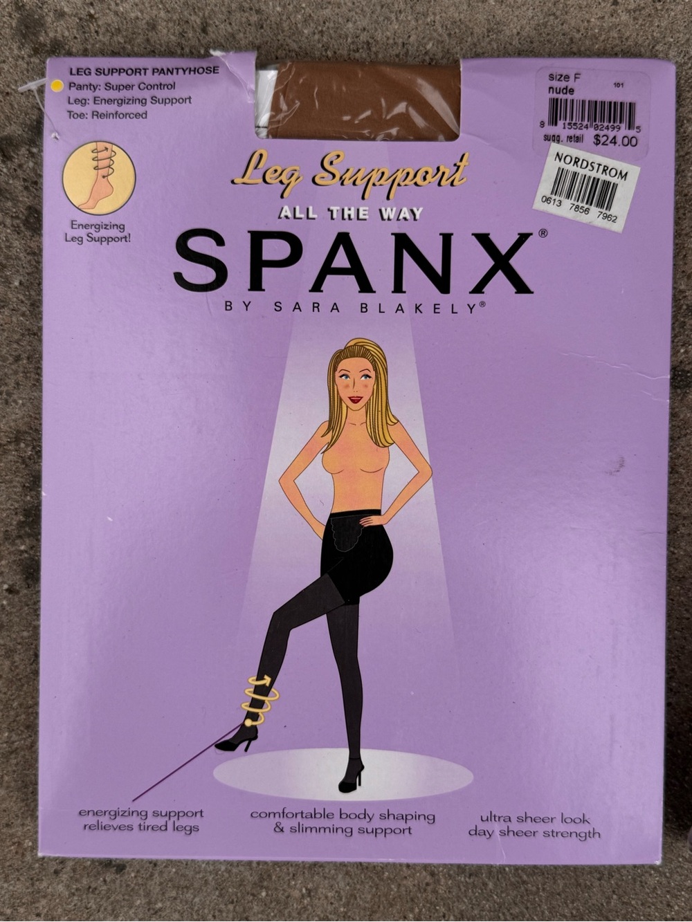 SPANX Nude/Tan Sheer All the Way Leg Support Pantyhose Packaging NWT size F